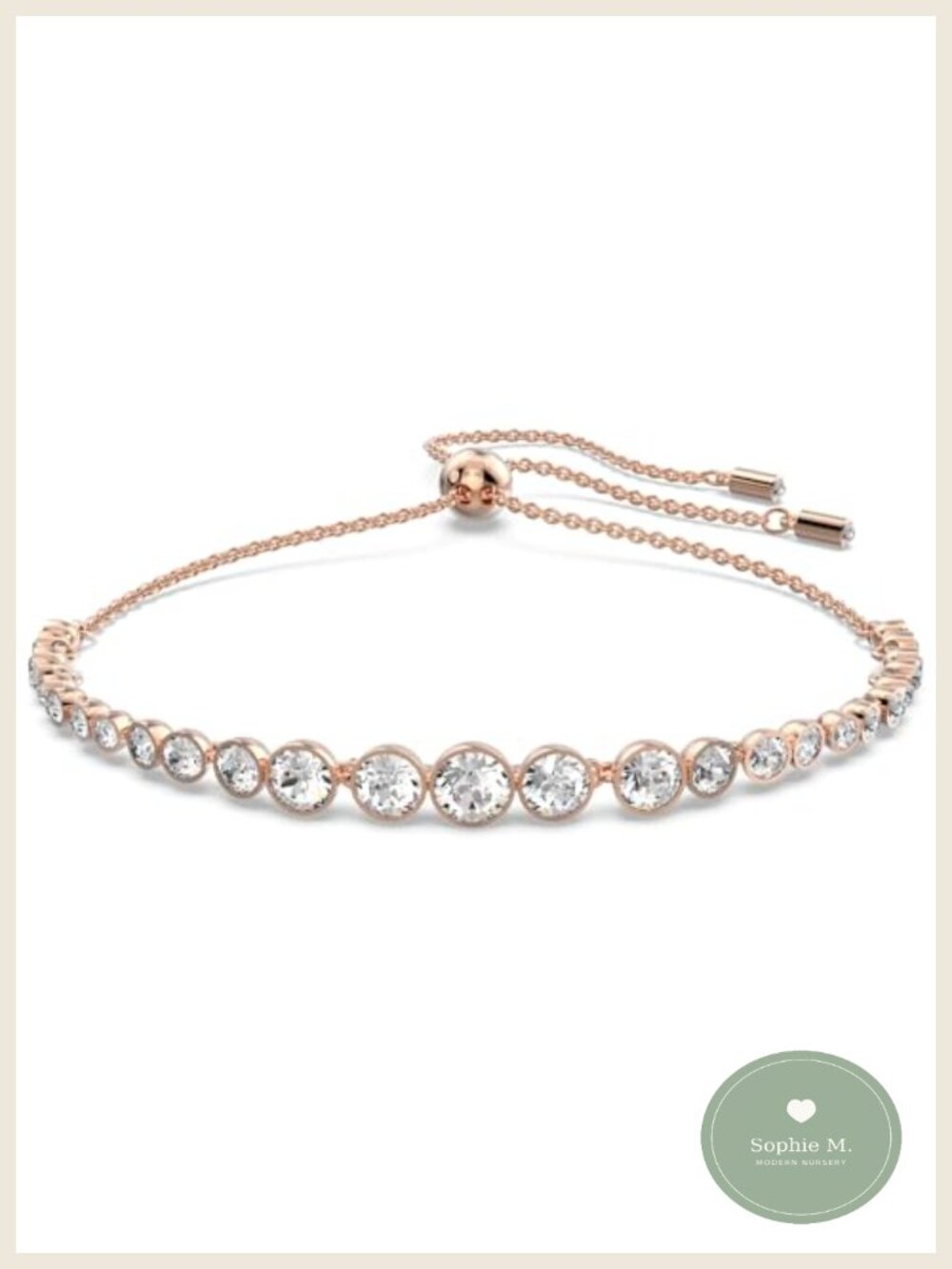 Swarovski Emily Tennis Bracelet Round Cut Crystals Rose Gold Tone